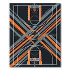 Modern Abstract Basketball Court Gray and Orange Rug