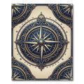 Golden Nautical Compass Navy Medallion Rug