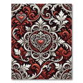 Gothic Crimson Heart Damask Rug