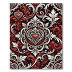 Gothic Crimson Heart Damask Rug