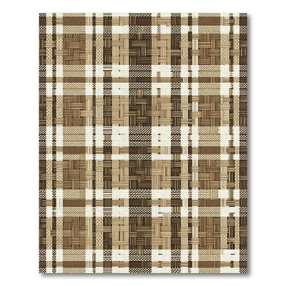 Earth Tone Woven Plaid Basketweave Rug