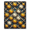 Cracked Golden Medallion Lattice Grid Rug