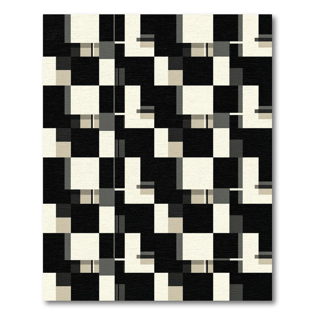 Abstract Monochrome Grid Composition Rug