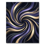 Abstract Cosmic Gold and Violet Swirl Rug