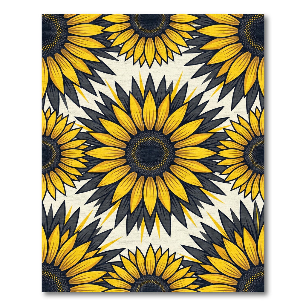 Vibrant Golden Sunflower Floral Medallion Rug