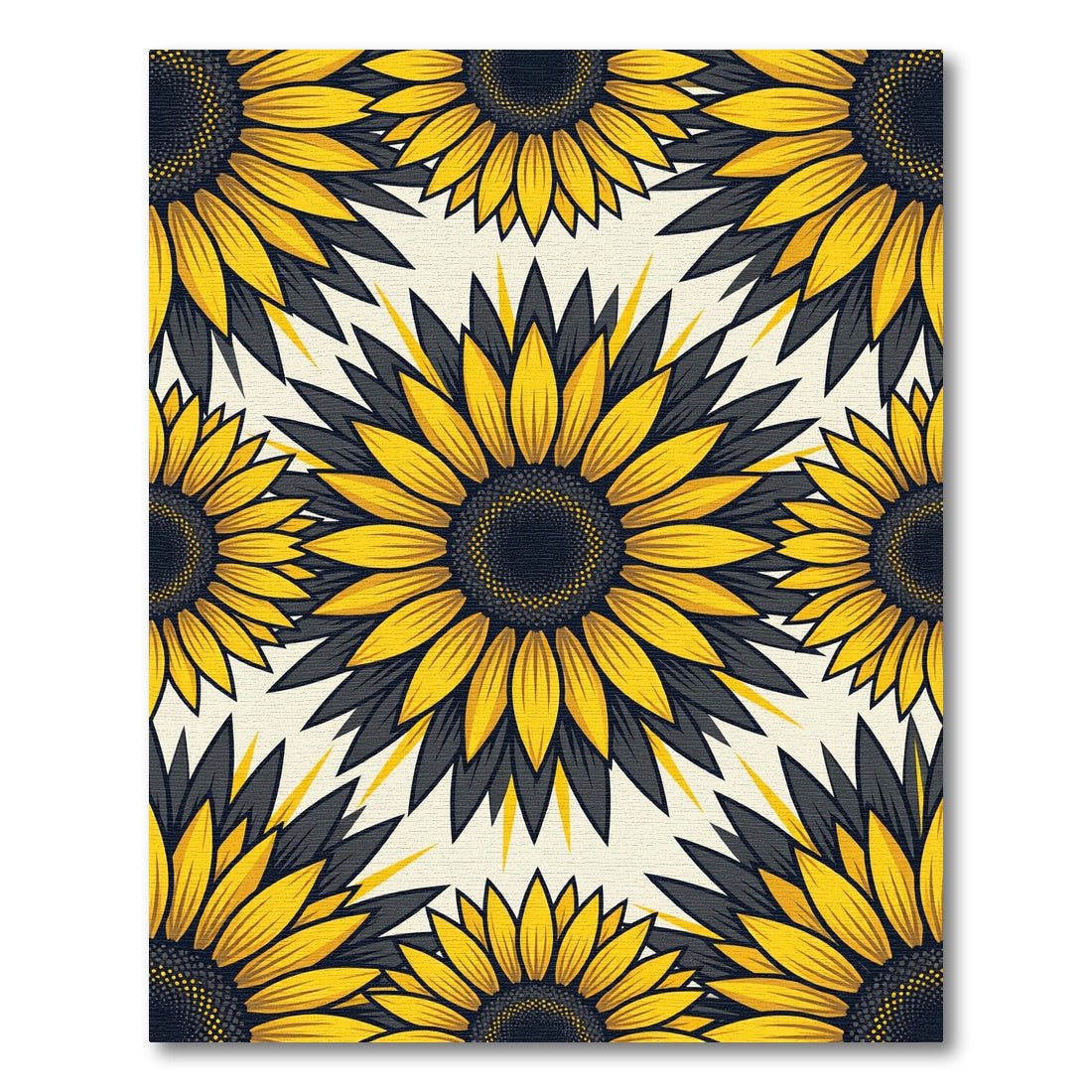 Vibrant Golden Sunflower Floral Medallion Rug