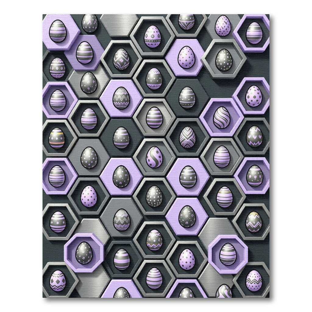 Modern Lavender Hexagonal Geometric Easter Egg Rug