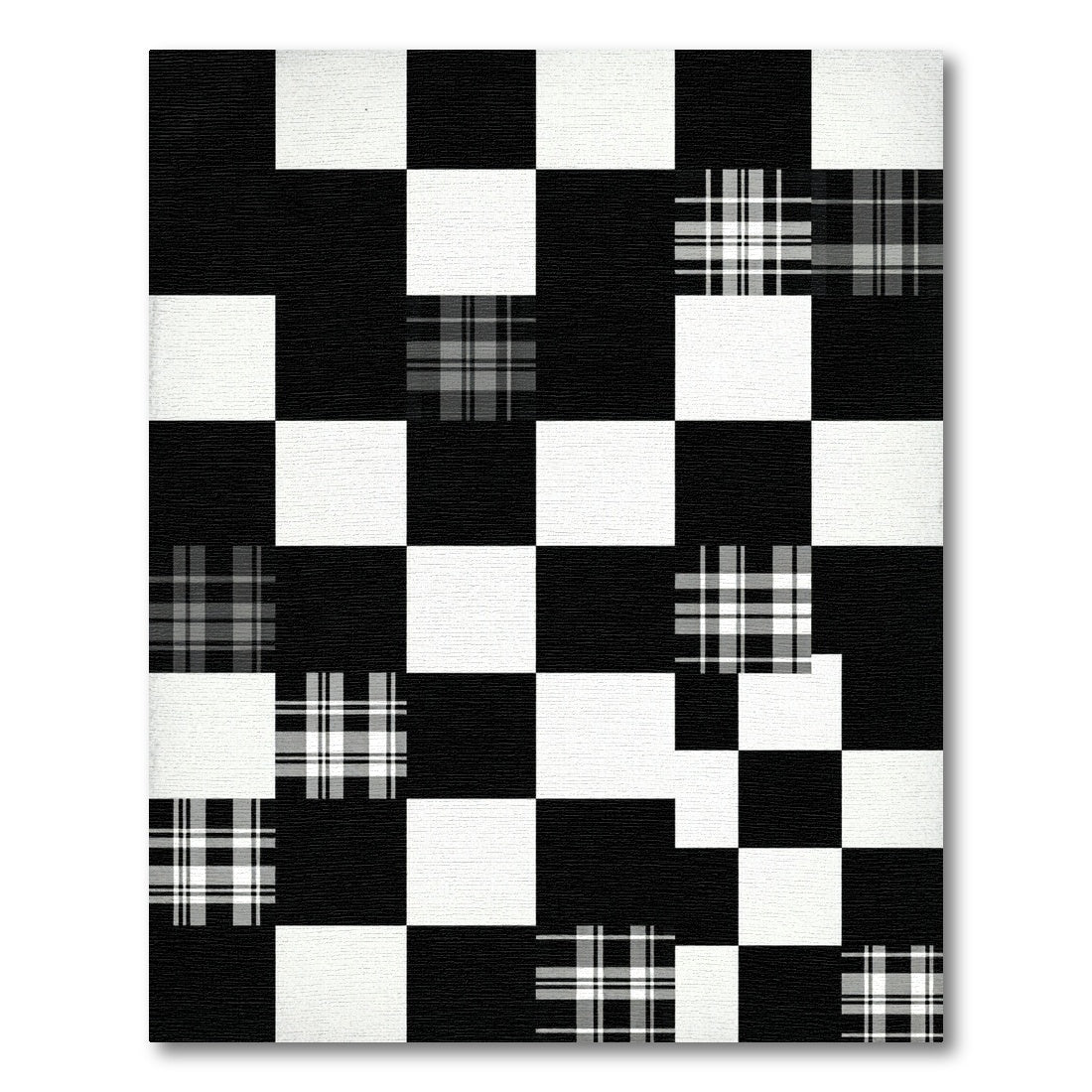 Black and White Plaid Checkerboard Aesthetic Rug