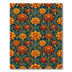 Fiery Orange Marigold Floral Garland Rug