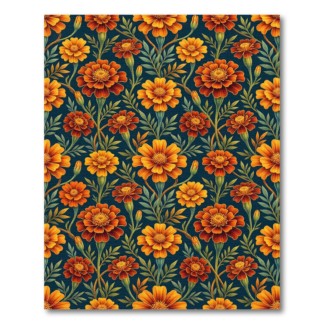 Fiery Orange Marigold Floral Garland Rug