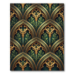 Gilded Gothic Arch Emerald Botanical Rug