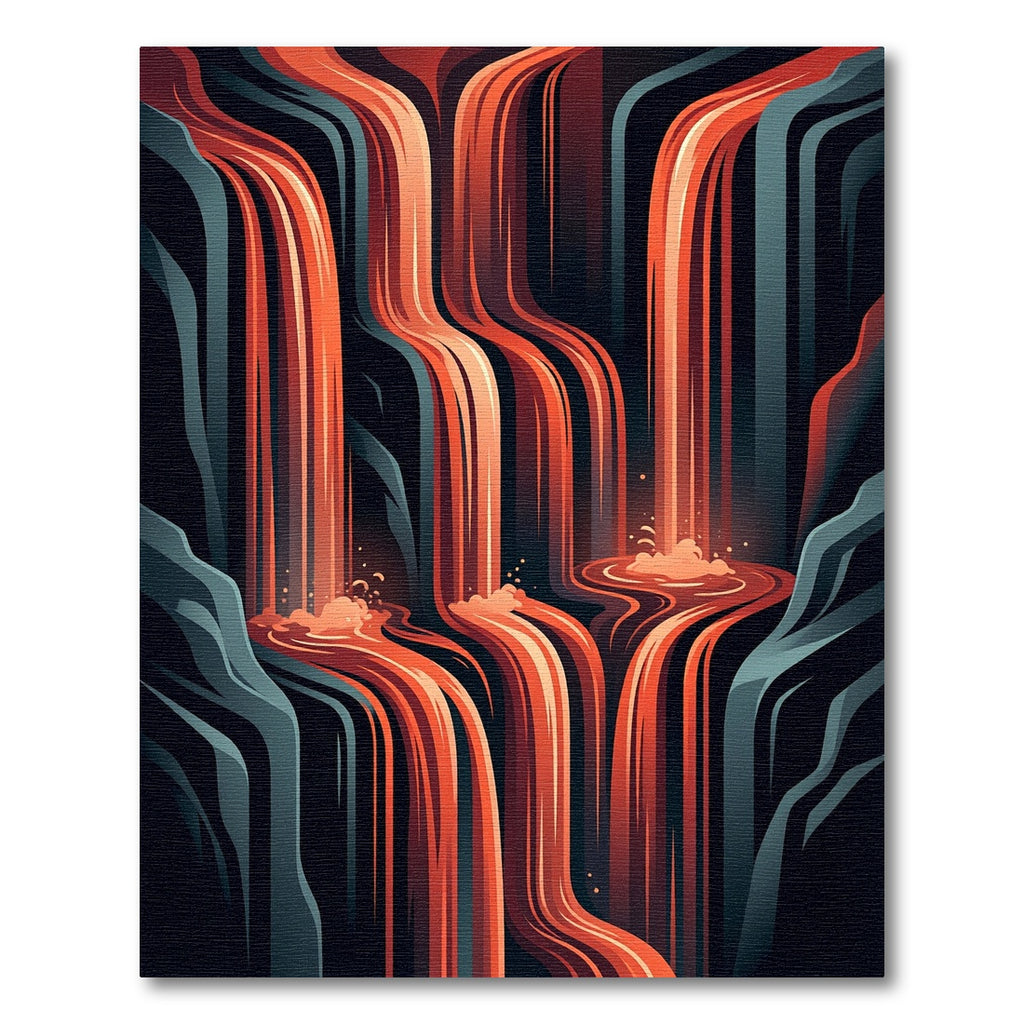 Abstract Molten Lava Cascading Waterfall Rug