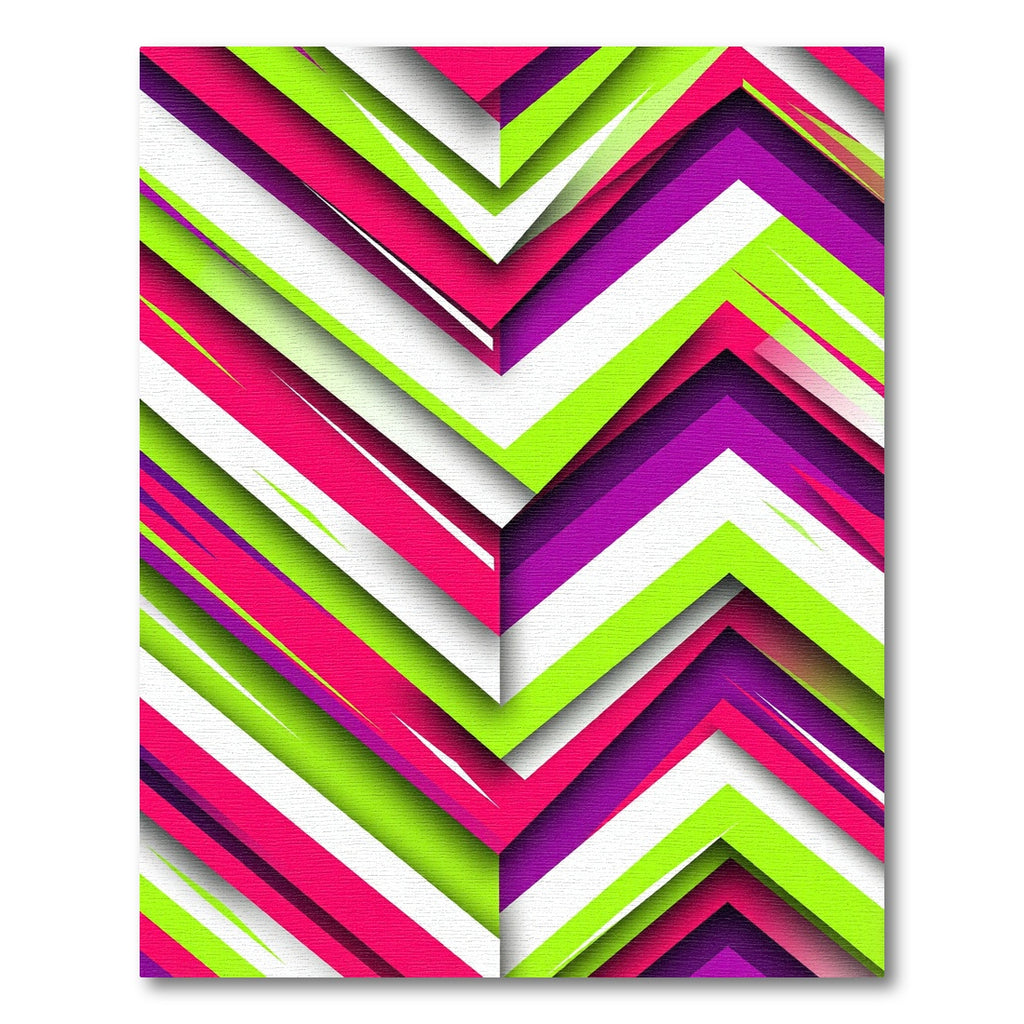 Vibrant Neon Chevron Abstract Layered Art Rug