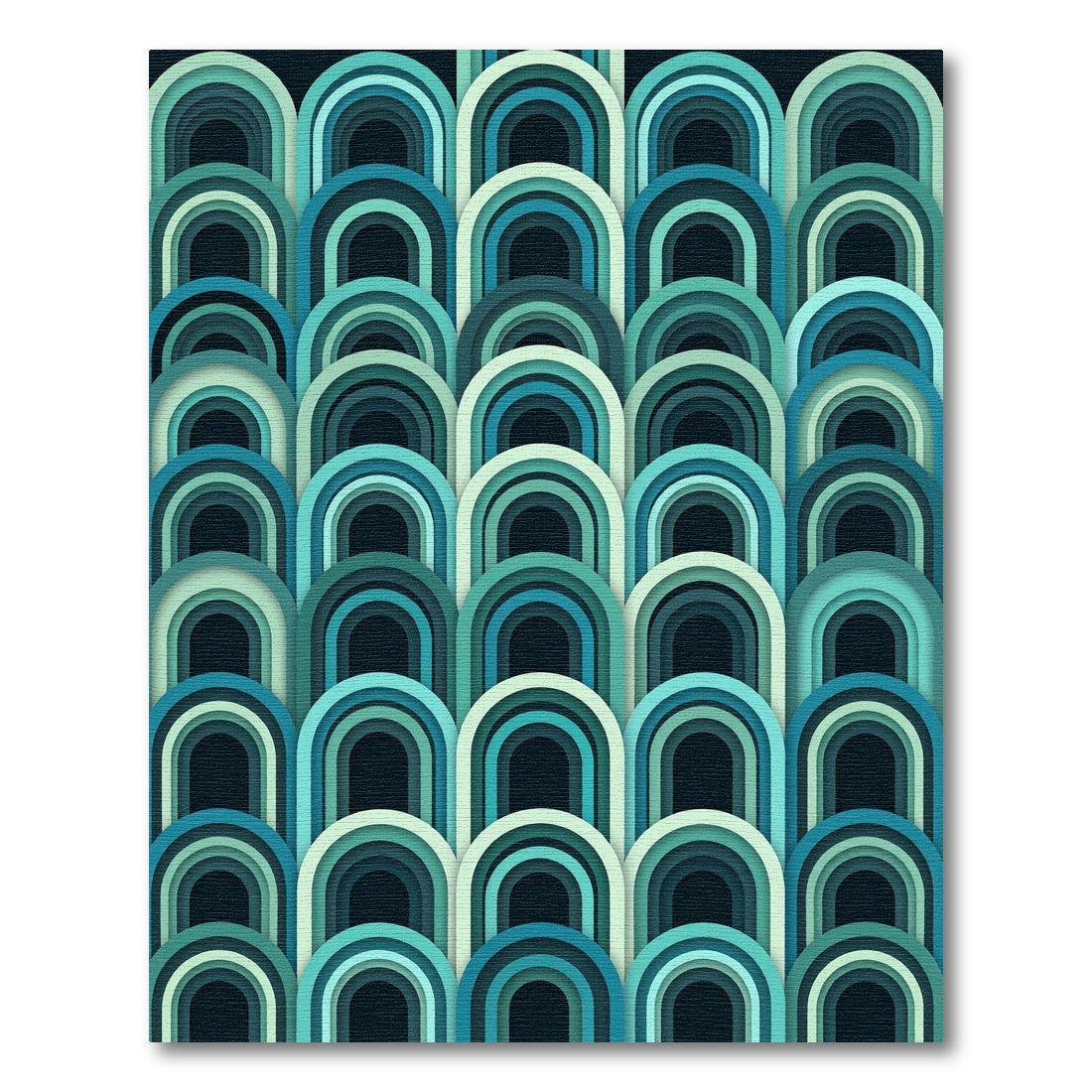 Teal Gradient Retro Arch Composition Rug