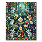 Whimsical Forest Mouse Floral Tale Rug