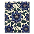 Elegant Midnight Clematis Floral Botanical Rug