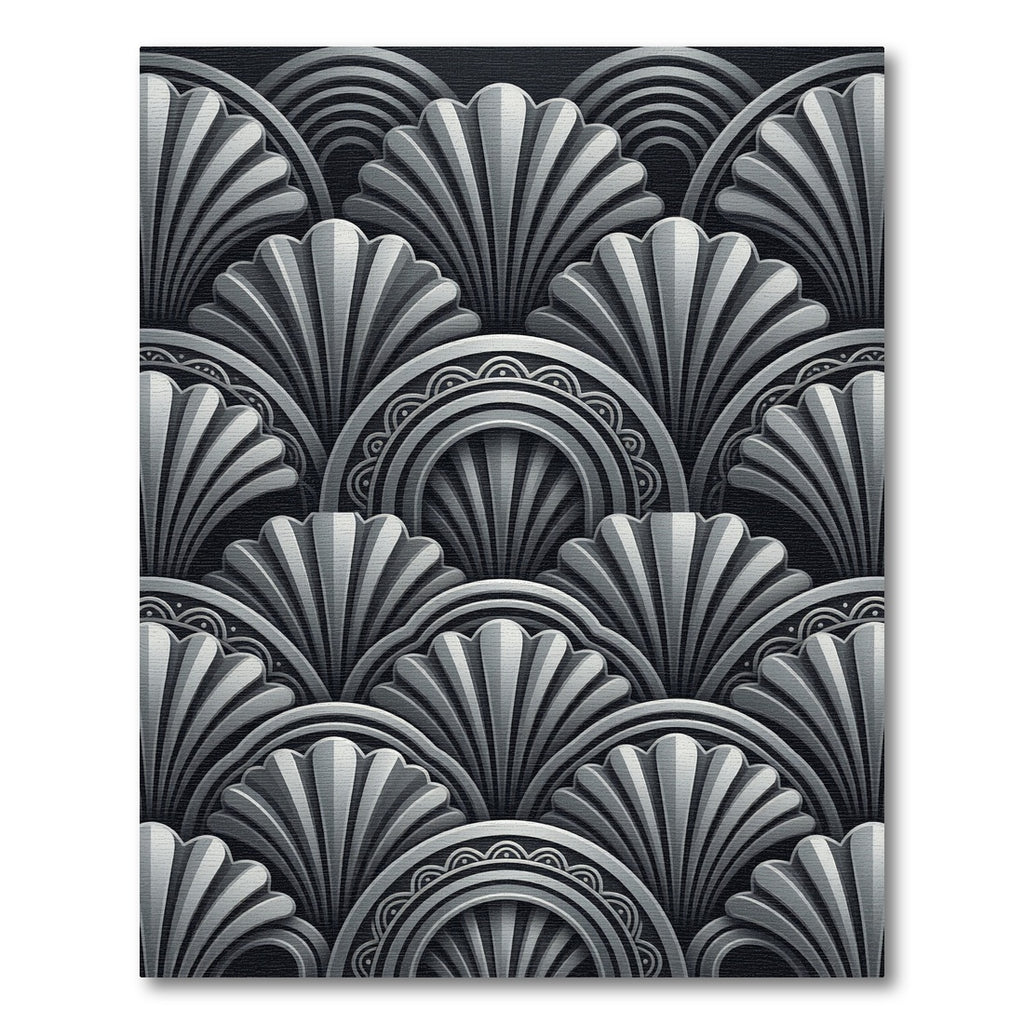 Sophisticated Silver Art Deco Fan Rug