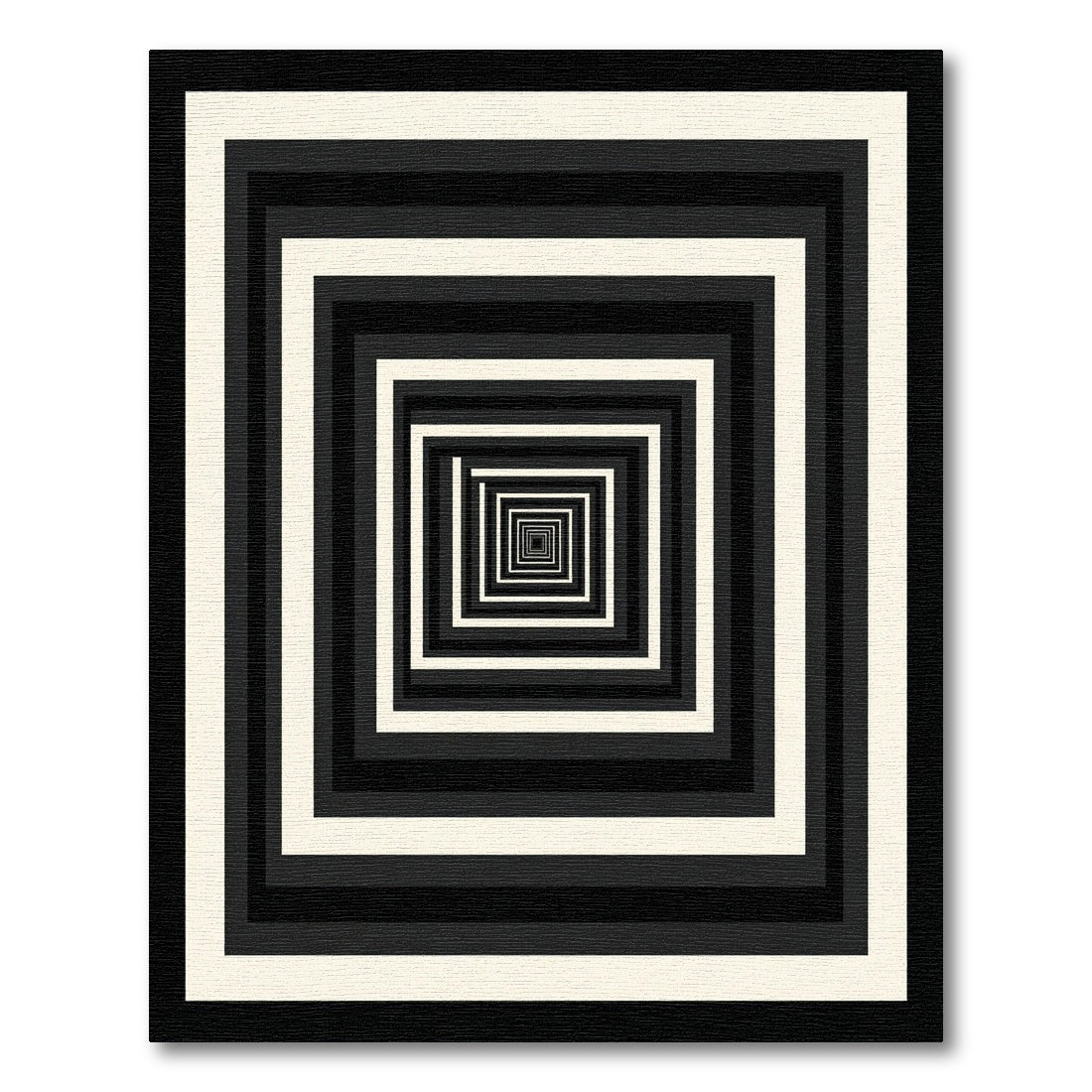 Minimalist Black and White Monochromatic Square Tunnel Rug