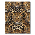 Bold Golden Leopard Face Mosaic Rug