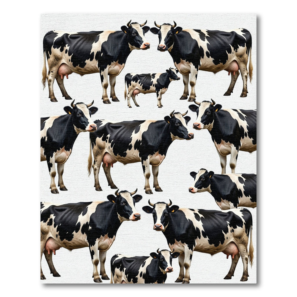 Monochromatic Black and White Holstein Cow Herd Rug