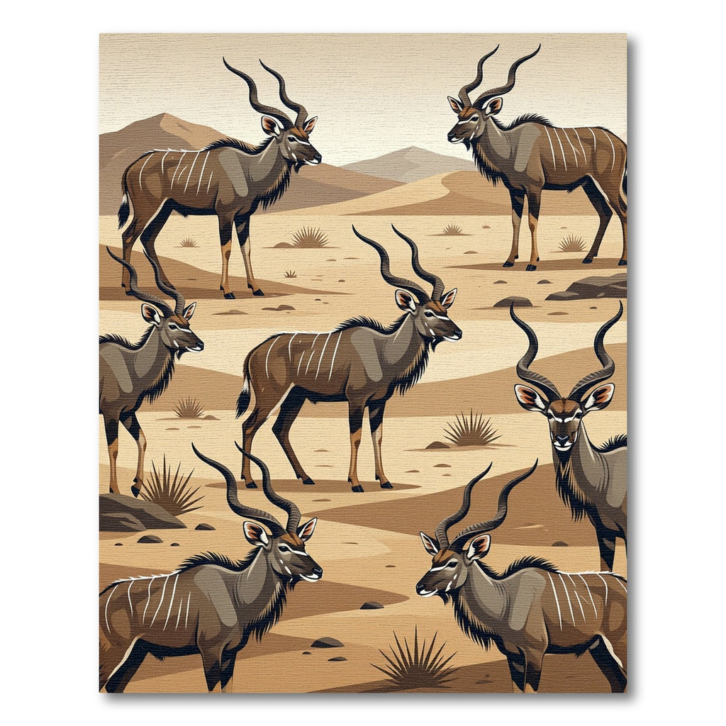 Desert Antelope Beige Savannah Art Rug