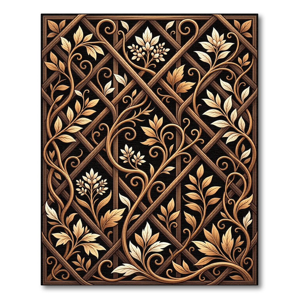 Gilded Trellis Leafy Vine Rug