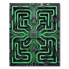Neon Circuit Board Cyber Grid Rug