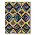 Navy Blue Gold Geometric Tribal Diamond Rug