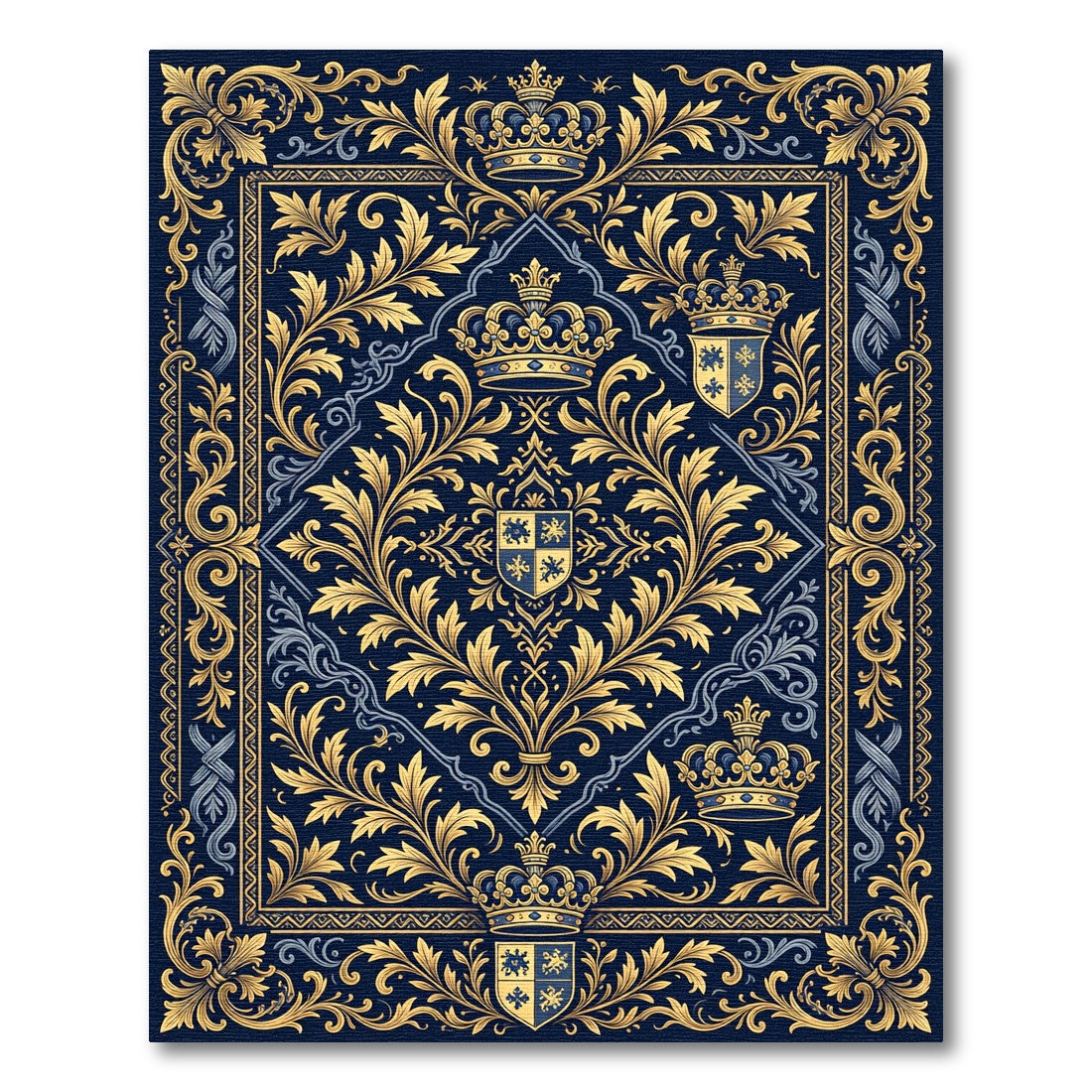 Royal Navy Gold Ornamental Crown Tapestry Rug