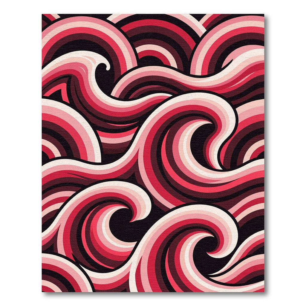 Crimson Pink Swirling Wave Abstract Rug