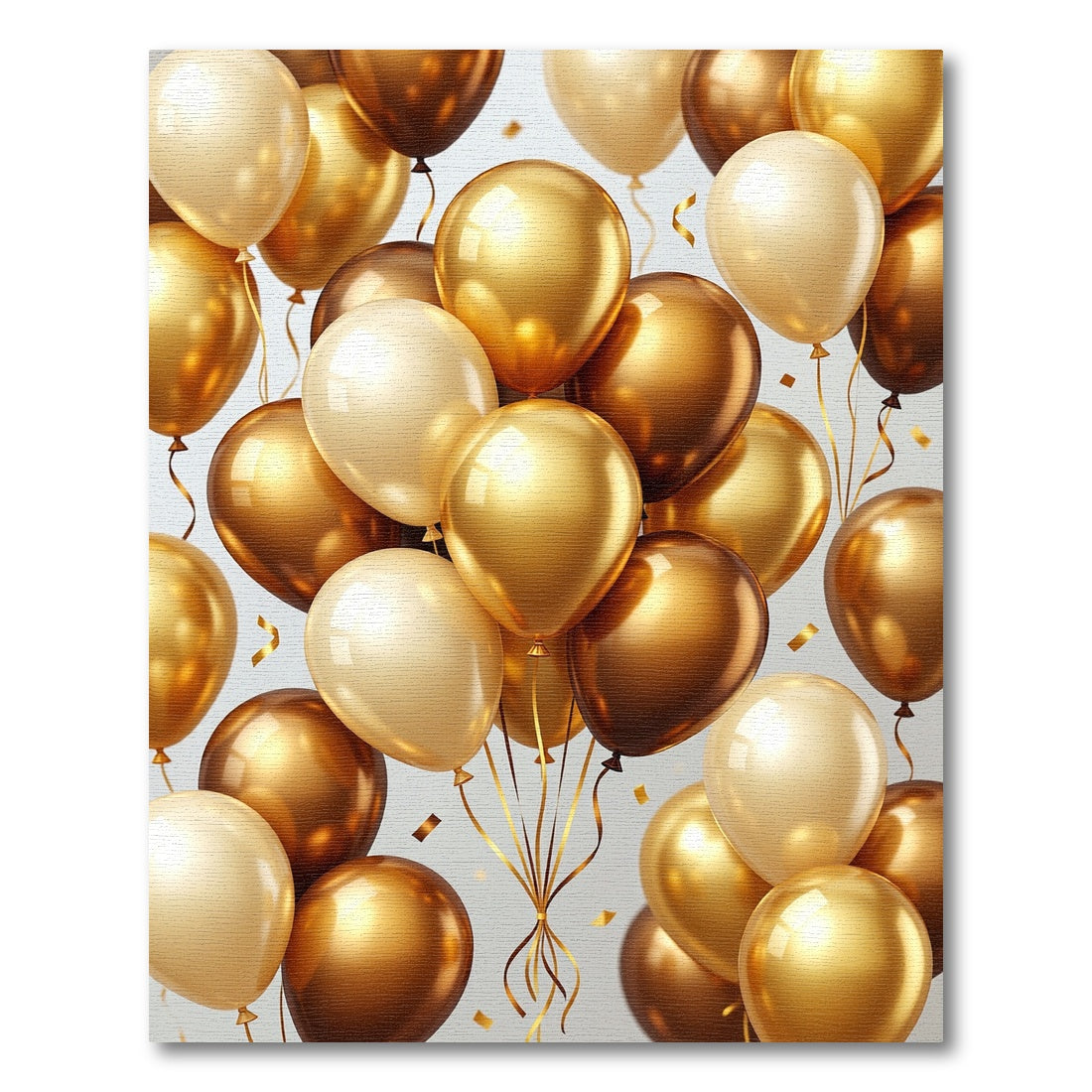 Floating Golden Metallic Festive Balloons Rug