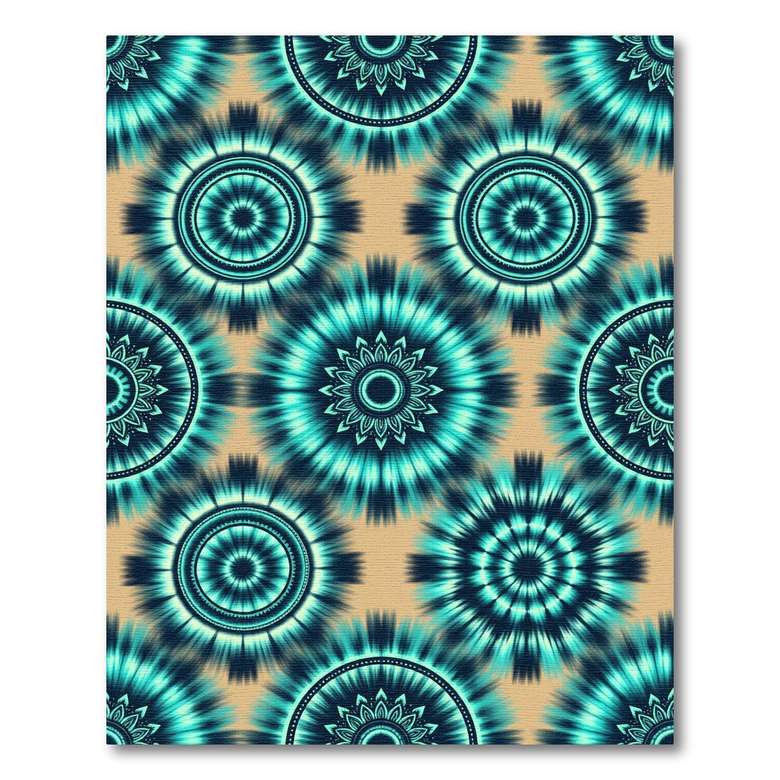 Radiant Teal Celestial Sunburst Mandala Rug