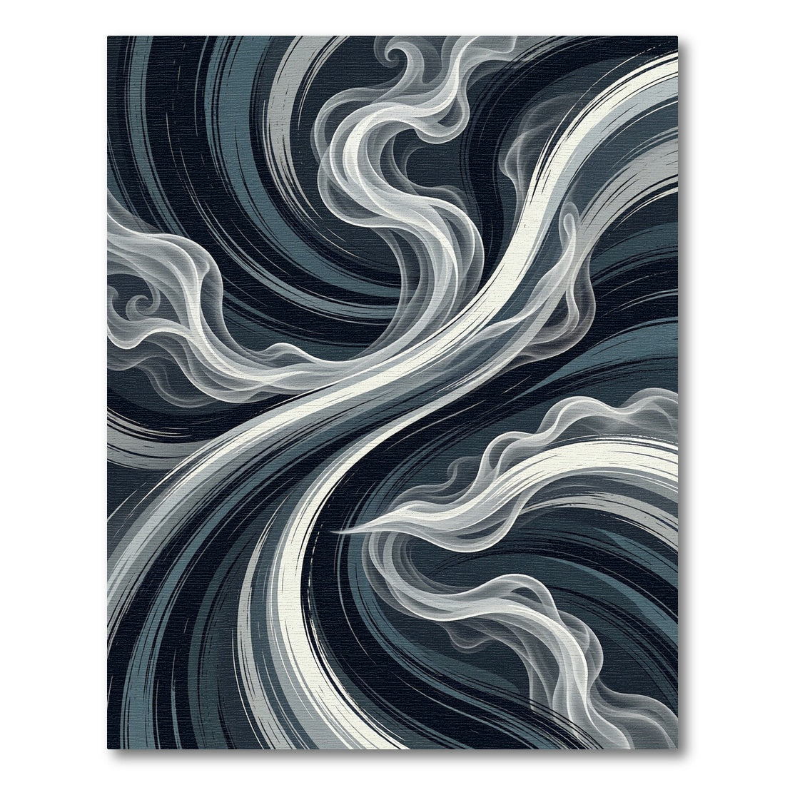 Abstract Monochrome Swirling Smoke Wave Rug