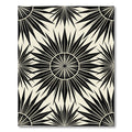 Black Sunburst Rays Cream Rug