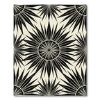 Black Sunburst Rays Cream Rug