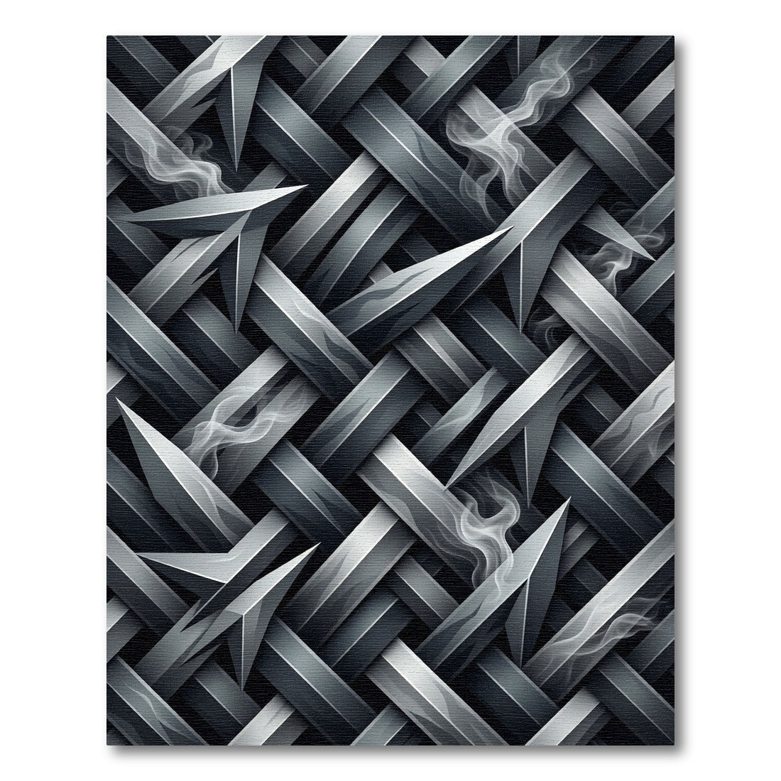 Smoky Metallic Interwoven Blade Lattice Rug