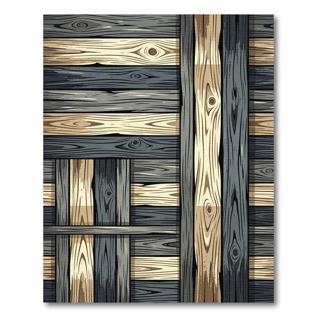 Earthy Tone Slatted Wood Weave Rug