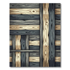 Earthy Tone Slatted Wood Weave Rug