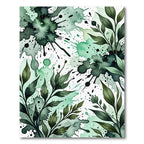 Emerald Botanical Watercolor Ink Splash Rug
