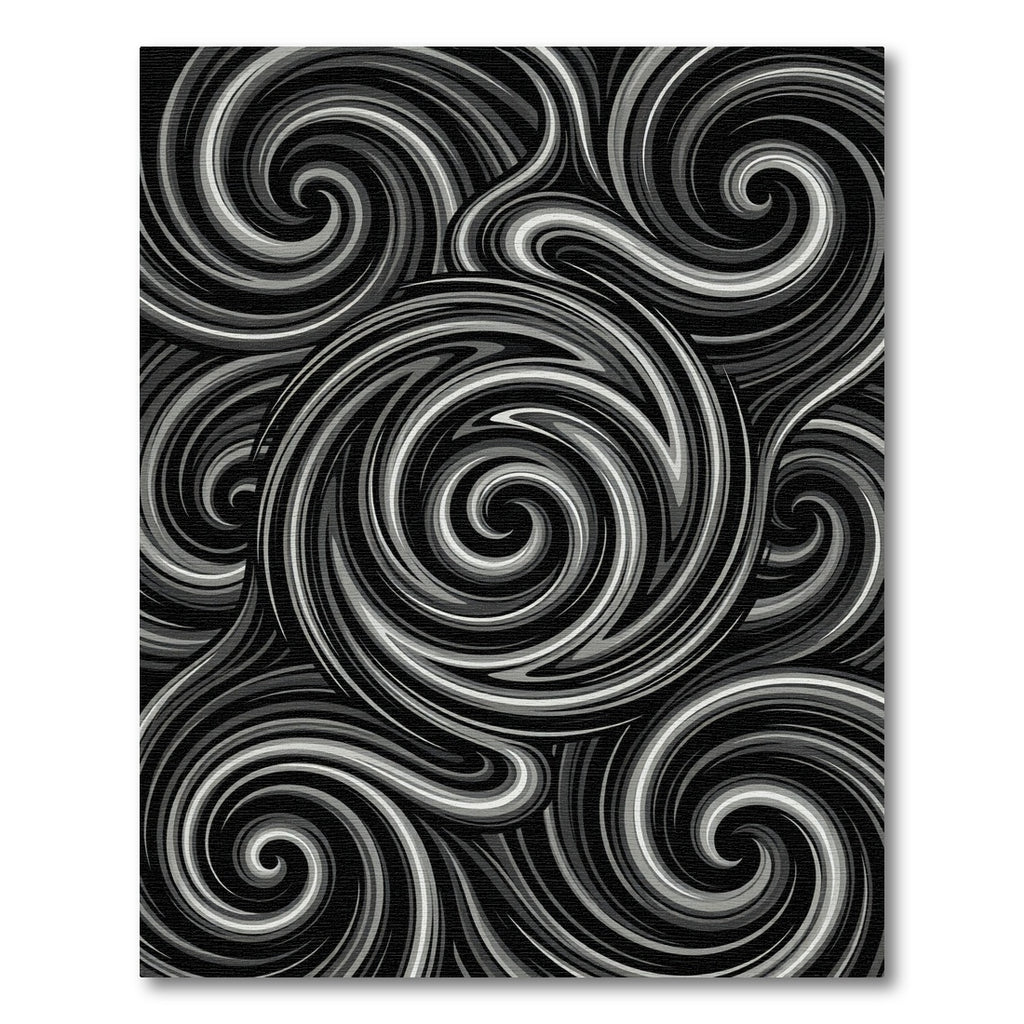 Monochrome Swirl Line Art Rug