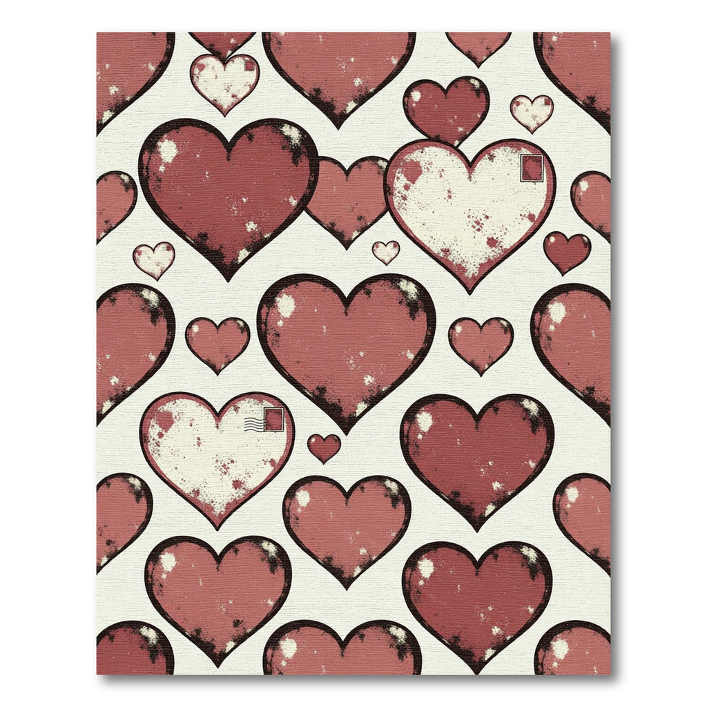 Vintage Distressed Red Heart Valentine Rug