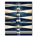 Coastal Navy and White Layered Lighthouse Rug