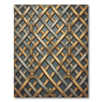 Ornate Golden Lattice Silver Plaid Rug
