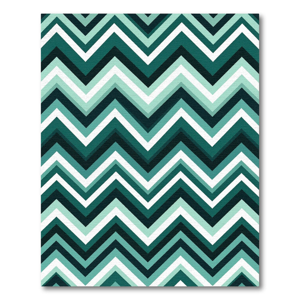 Modern Teal Chevron Geometric Zigzag Rug