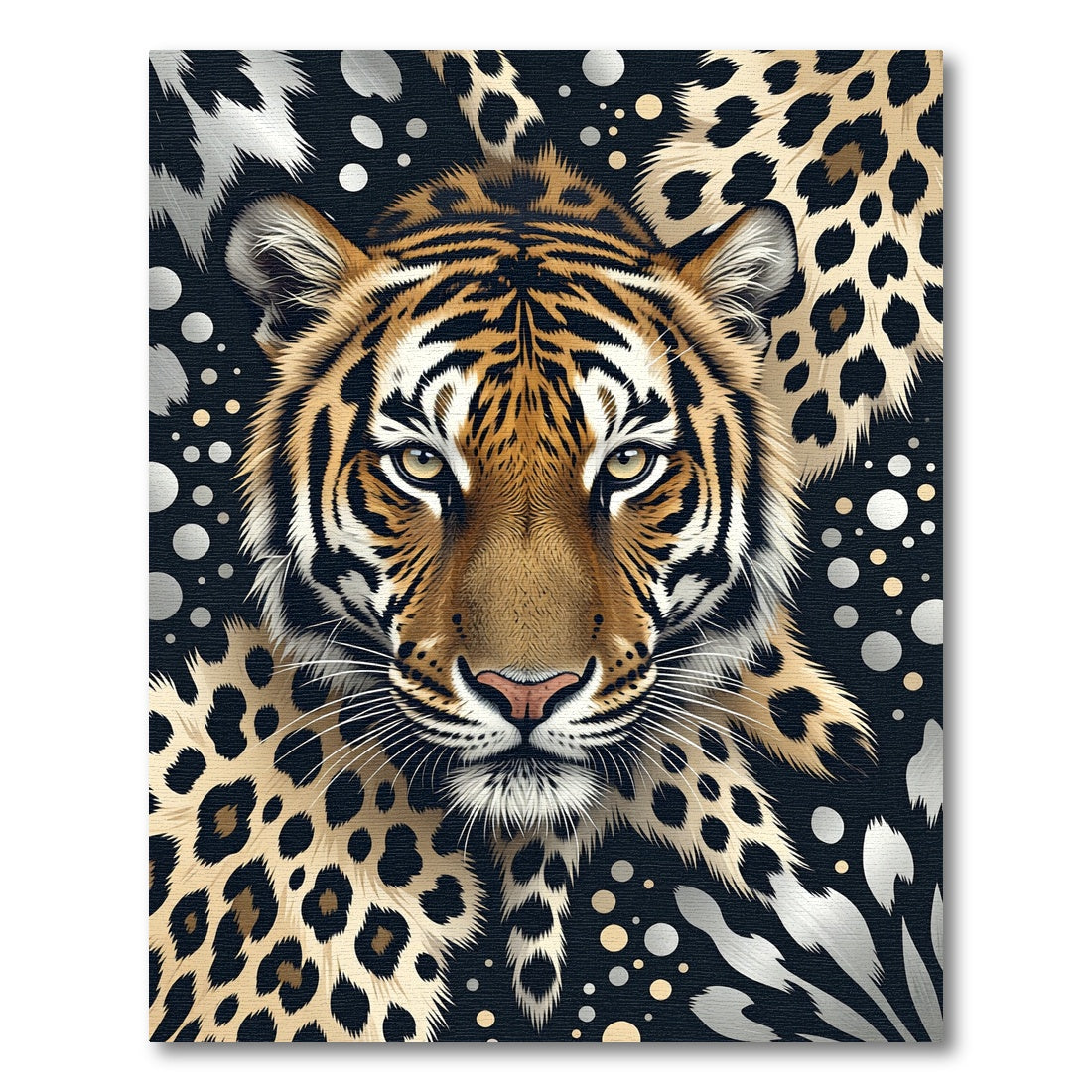 Majestic Tiger Face Leopard Spot Fusion Rug