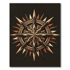 Earthy Bronze Geometric Sunburst Medallion Rug