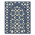 Ornate Navy Blue Geometric Arched Tapestry Rug