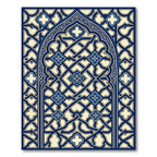 Ornate Navy Blue Geometric Arched Tapestry Rug