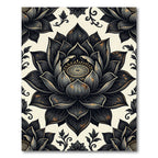 Black Lotus Gold Accent Floral Art Rug