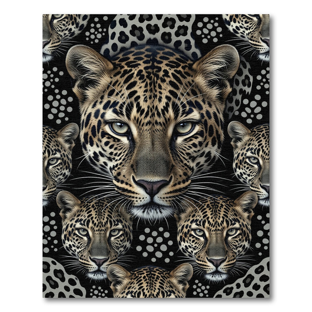 Black Leopard Heads With Gray Spots Rug